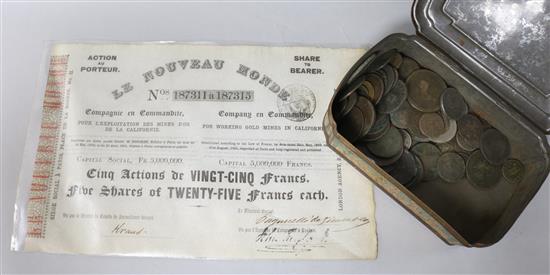 Two boxes of UK and world coinage and medals, 18- 20th century